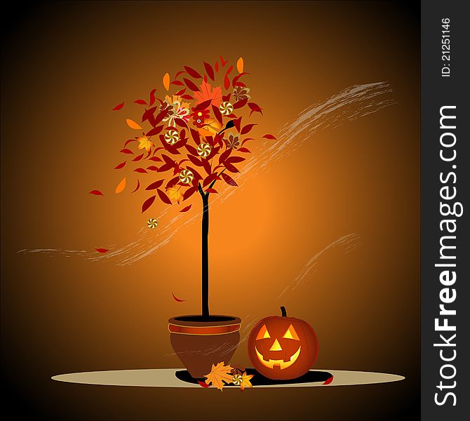 Halloween backgroundwith leaves vector illustration. Halloween backgroundwith leaves vector illustration