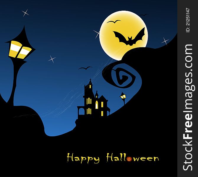 Halloween background with moon vector illustration. Halloween background with moon vector illustration