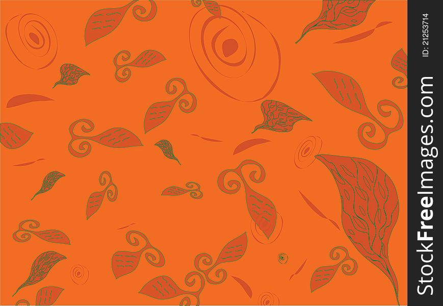 Abstract background with fish, spiral and sheet, Illustration