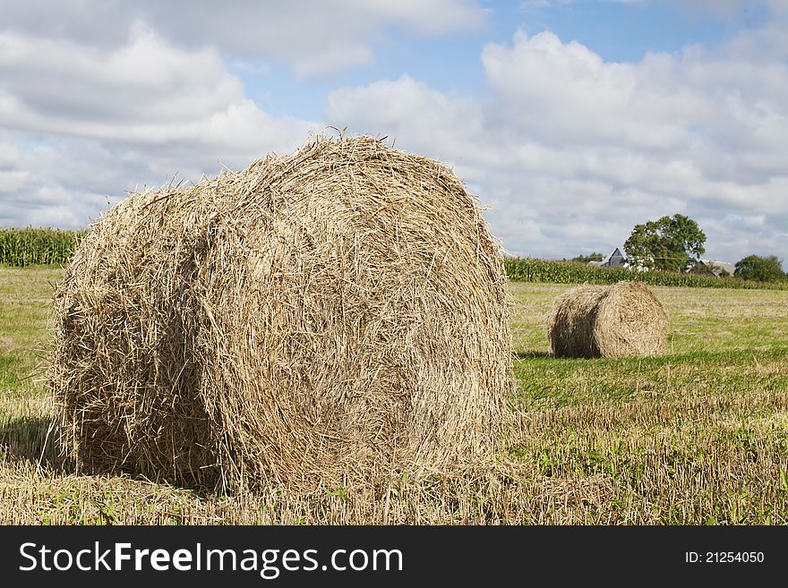 Big straw bale used as a ecology fuel