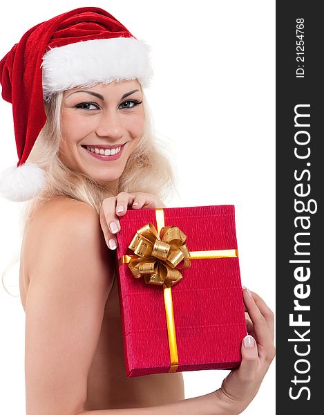 Christmas woman with gift