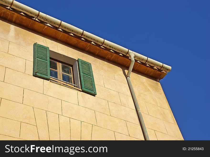 Mediterranean facade of a typical country house in Majorca (Spain)
