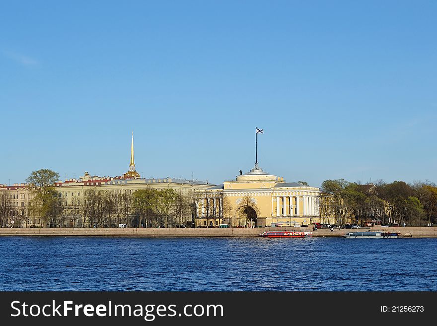 St. Petersburg, Neva river and Admiralty Embankment. St. Petersburg, Neva river and Admiralty Embankment