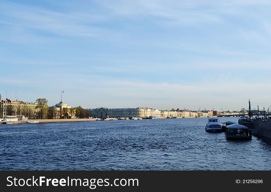 View of the Neva river in St.Petersburg, Russia