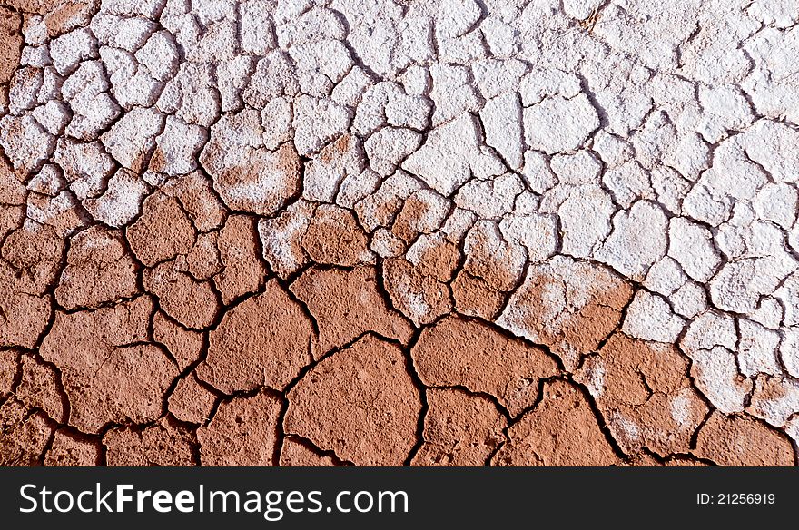 Abstract close up view of the arid dried up soil in the desert