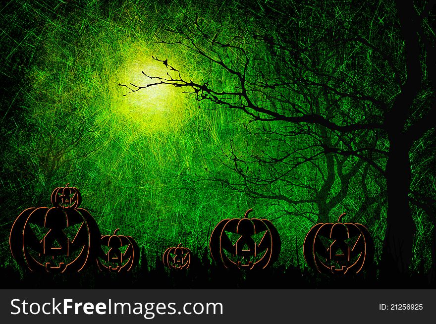 Grunge Textured Halloween Night Background