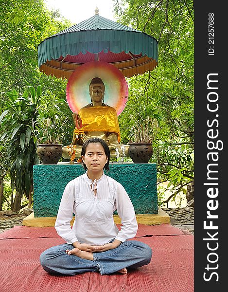 Asian thai lady in meditate posture. Asian thai lady in meditate posture