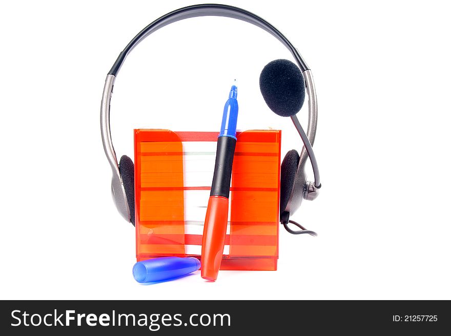 Office equipment of a white background