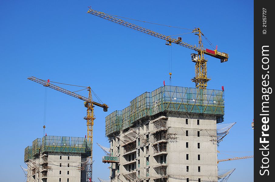 View of a crane in construction.