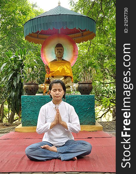 Asian thai lady in meditate posture. Asian thai lady in meditate posture