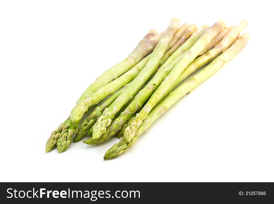 Green asparagus on white background. Green asparagus on white background