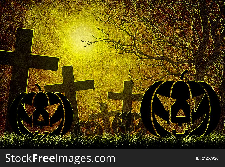 Grunge Textured Halloween Night Background