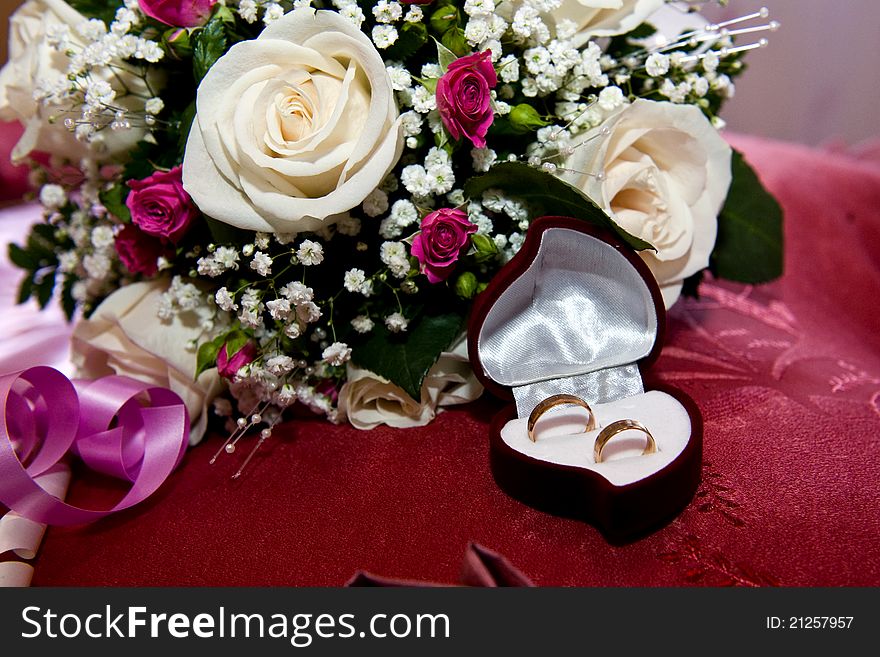 Wedding Bouquet And Wedding Rings