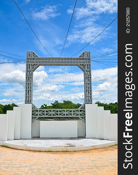 Outdoor stage and blue sky. Outdoor stage and blue sky
