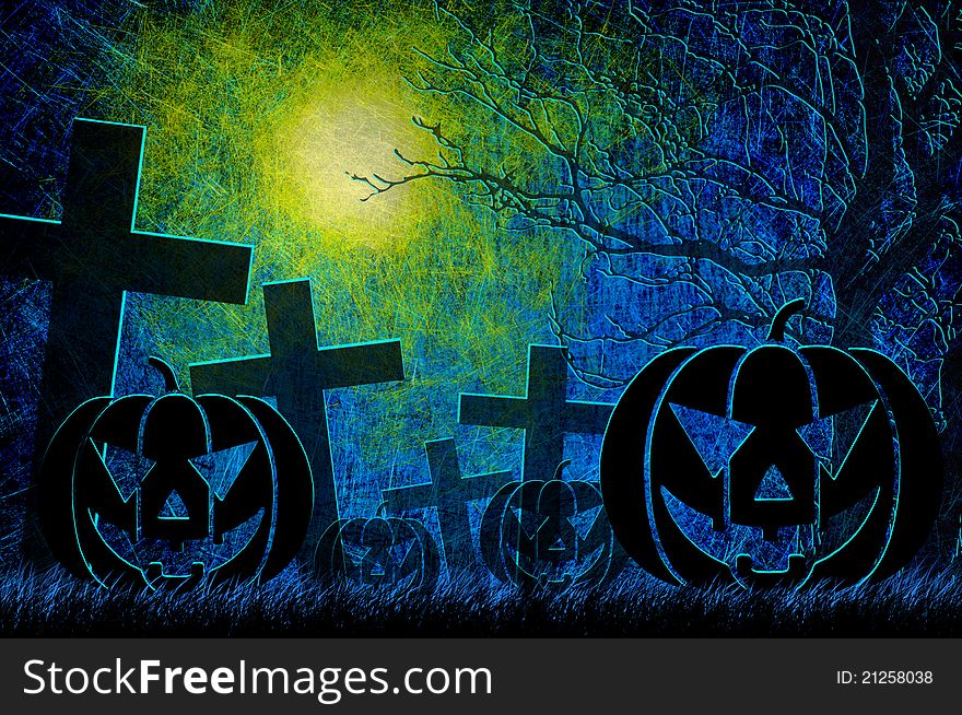 Grunge Textured Halloween Night Background