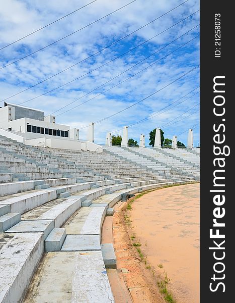 Amphitheater Seats empty, with a beautiful sky.