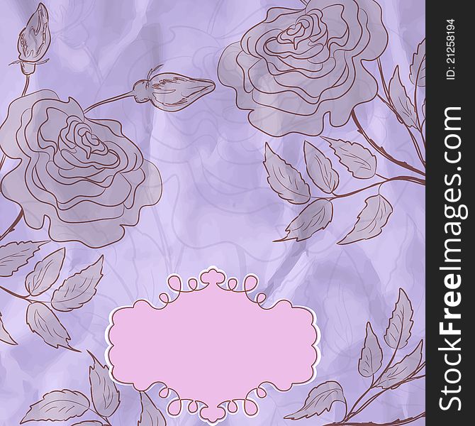 Vintage rose floral card (not auto-traced). EPS 8 vector file included