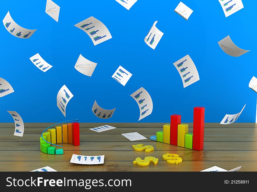 3d illustration of Business graph with chart. 3d illustration of Business graph with chart