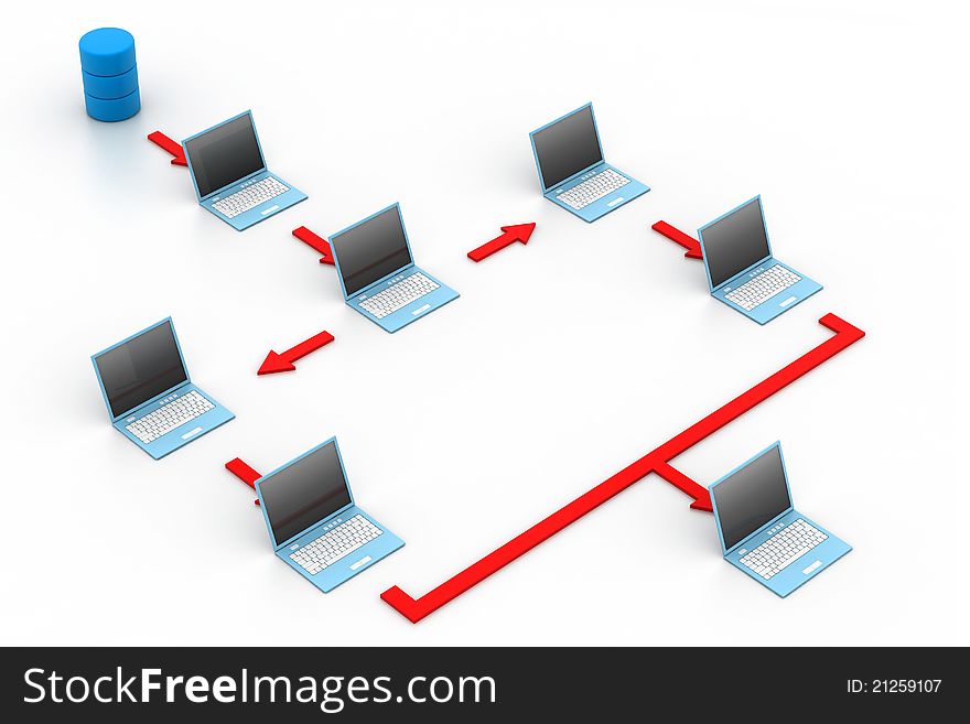 3d illustration of Computer network