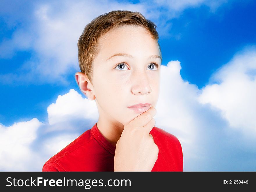 Child with the head among the clouds. Child with the head among the clouds