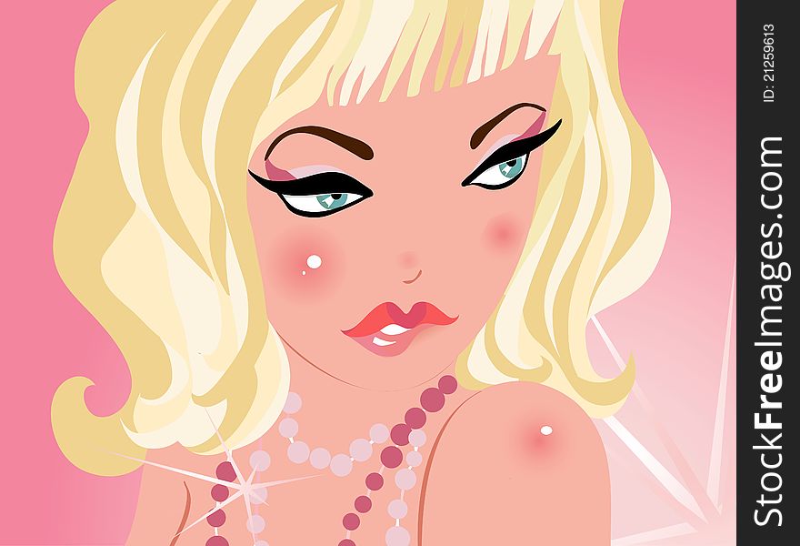 Glamour girl with diamonds. Vector illustration