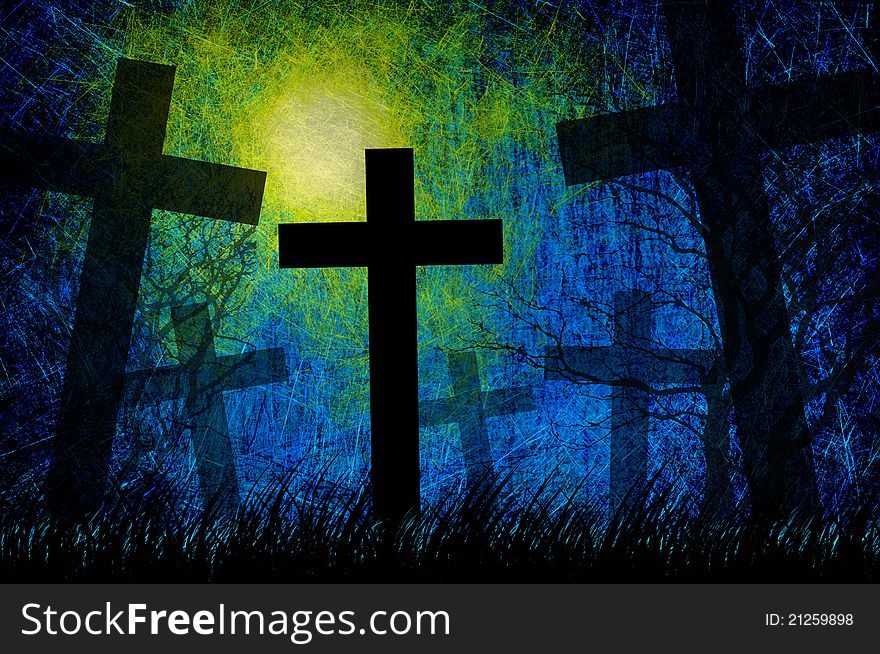 Grunge Textured Halloween Night Background