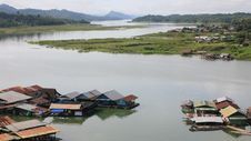 Landscape Scene Of Floating Village On The River Stock Images Landscape Scene Of Floating Village On The River Stock Images