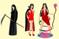 Halloween Set. Vampire, Sorceress, Grim Reaper Royalty Free Stock Photo Halloween Set. Vampire, Sorceress, Grim Reaper Royalty Free Stock Photo