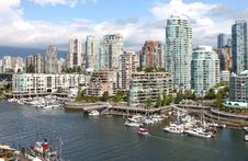 Vancouver BC Downtown Skyline At False Creek. Stock Photo Vancouver BC Downtown Skyline At False Creek. Stock Photo