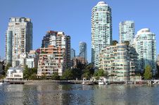 Vancouver BC Downtown Skyline At False Creek. Royalty Free Stock Photography Vancouver BC Downtown Skyline At False Creek. Royalty Free Stock Photography