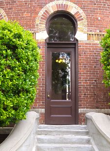 HDR Arched Doorway In A Brick Wall Stock Photo