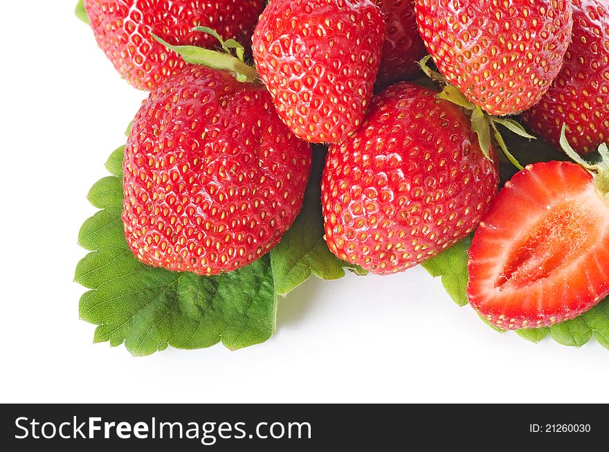 The fresh strawberry on white background