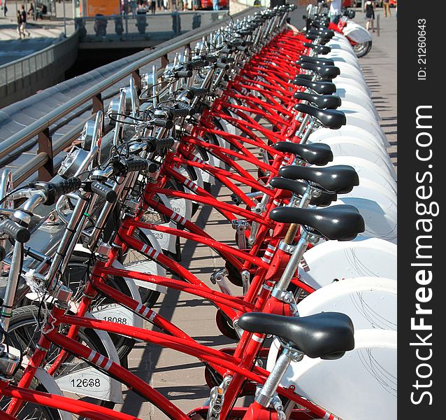 Parking of bicycles for hire. Parking of bicycles for hire