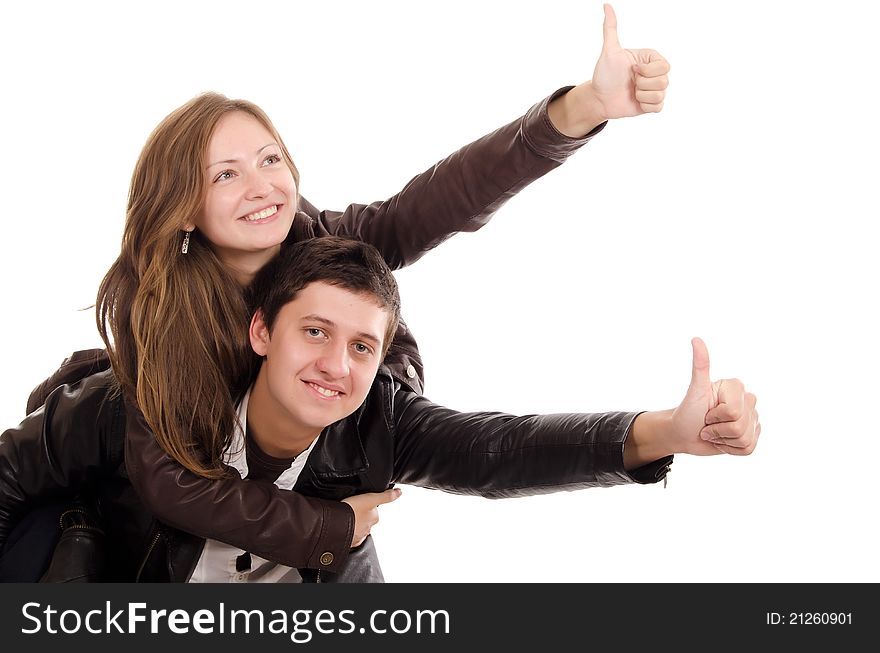 Beautiful young pair on background