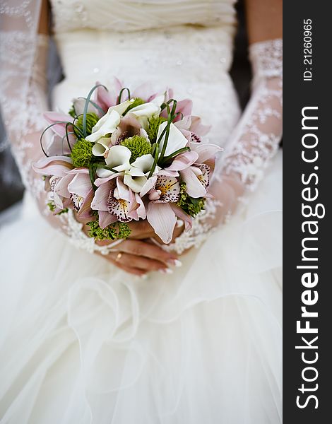 Close up of wedding bouquet