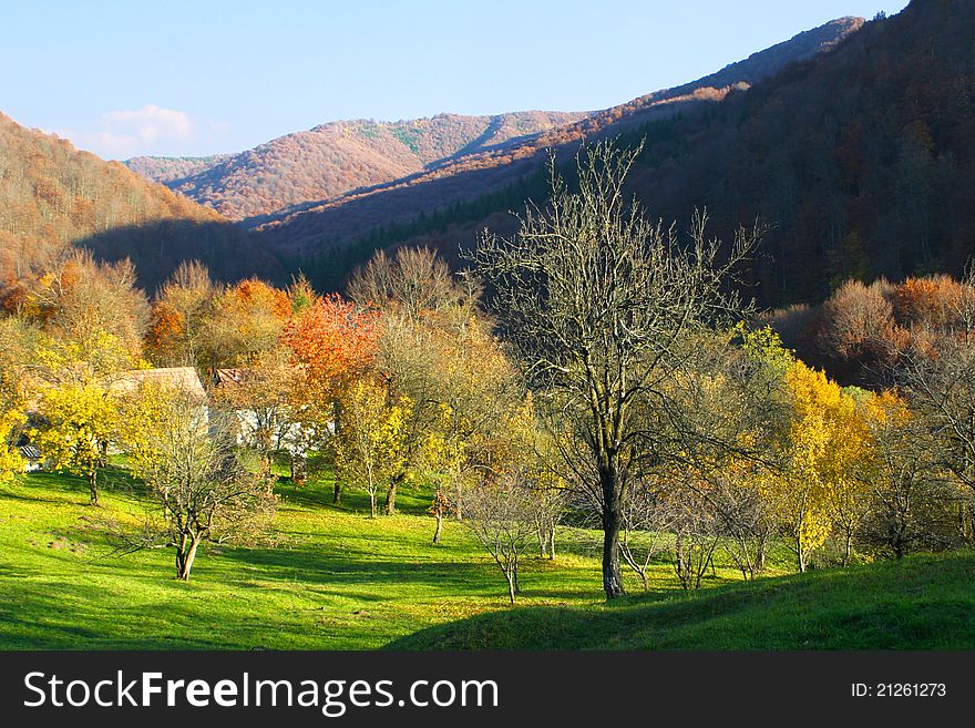 A beautiful hilly landscape in autumn. A beautiful hilly landscape in autumn