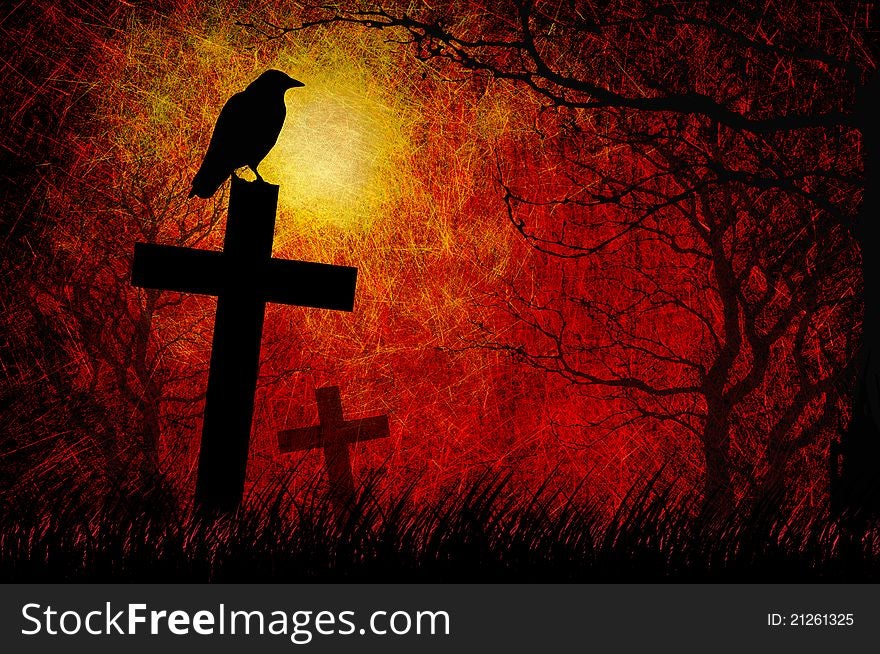 Grunge Textured Halloween Night Background