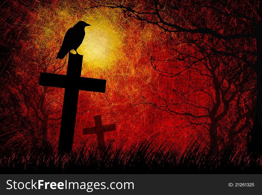 Grunge textured Halloween night background