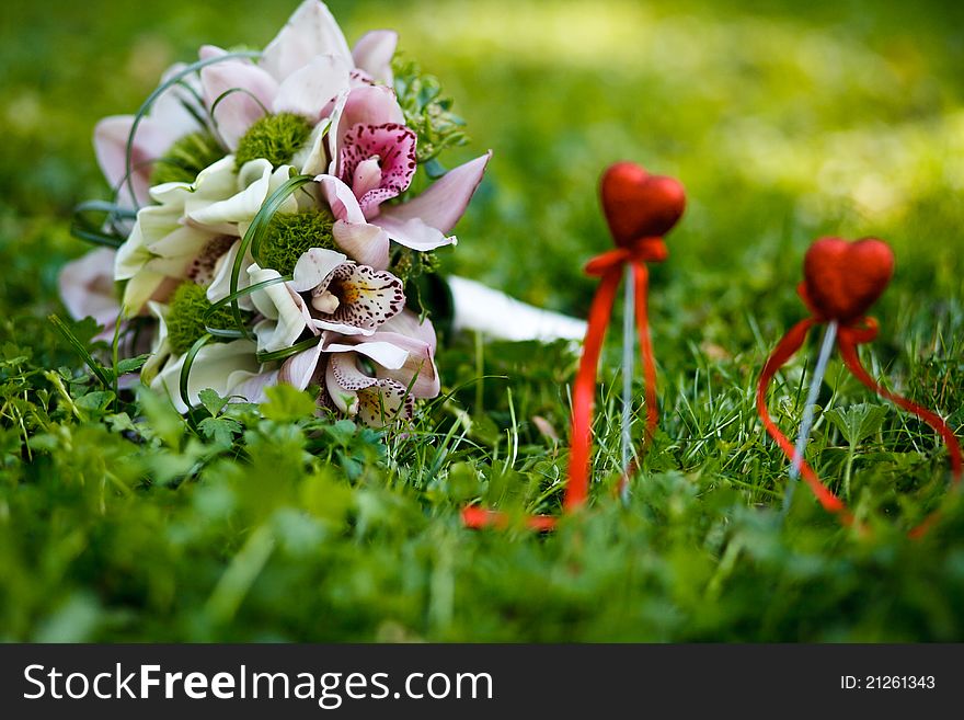 Close up of wedding bouquet