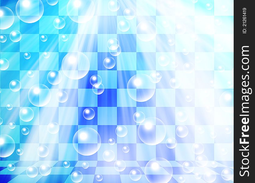 Water bubbles on chessboard background
