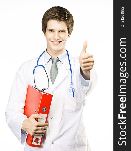 Young Doctor On White Background