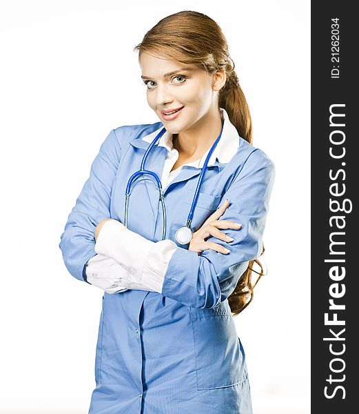 Young Doctor On White Background
