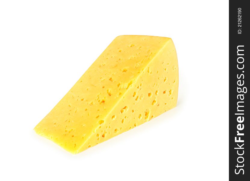 Piece of cheese on a white background