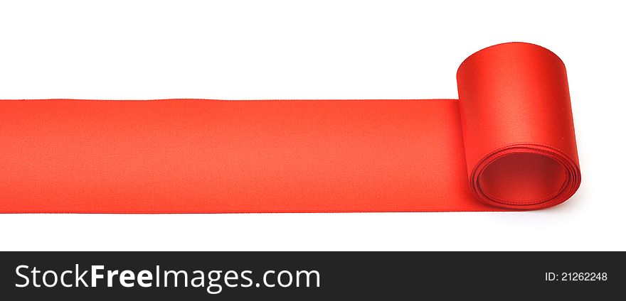 Red ribbon on white background