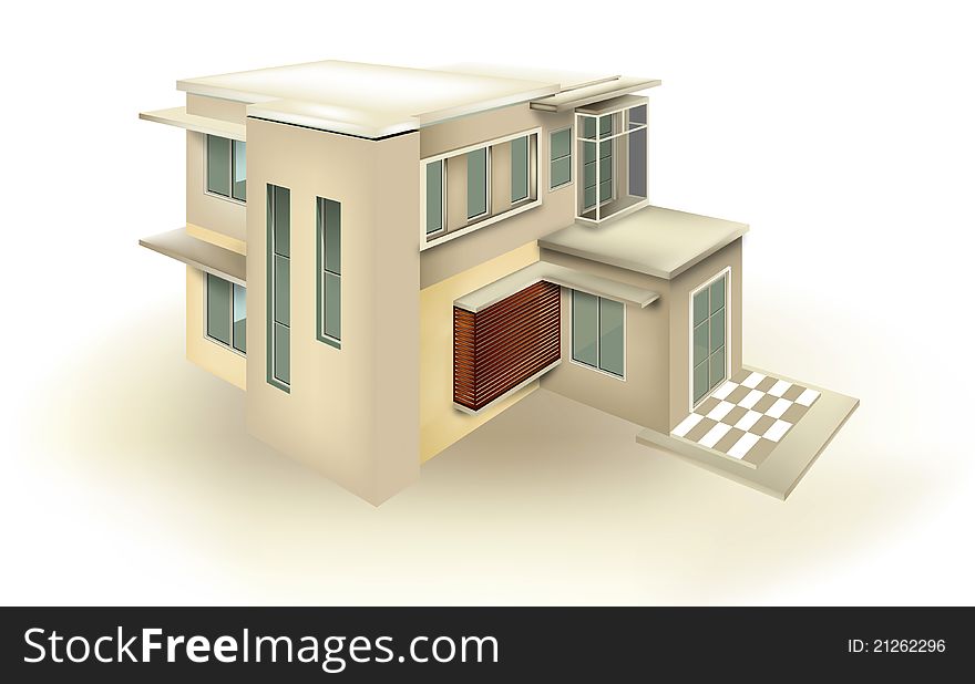 Modern style house with double sided shape. Modern style house with double sided shape