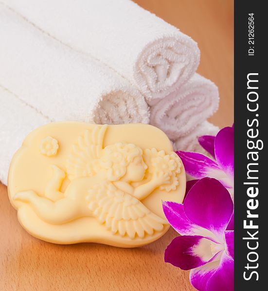 Handmade Soap, Towels And Orchid