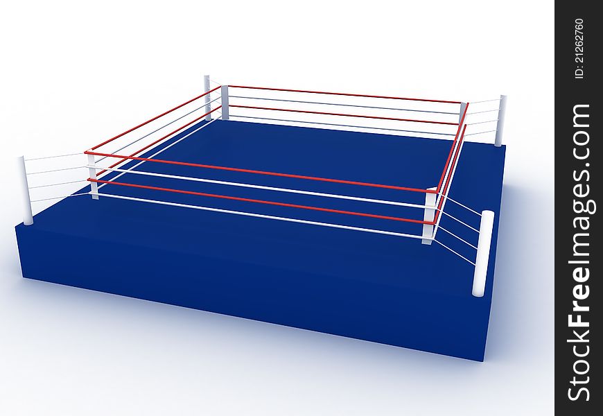 Blue boxing ring on a white background №1. Blue boxing ring on a white background №1