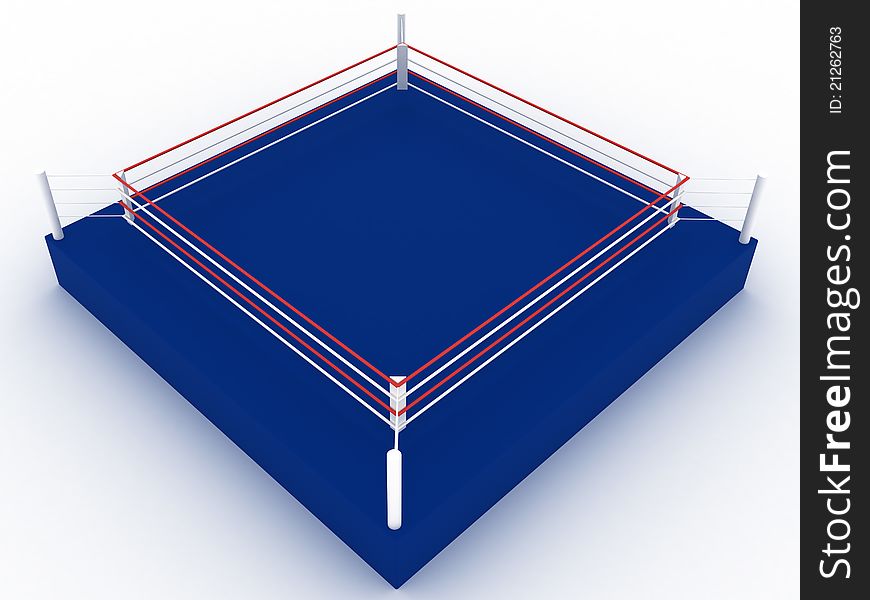 Blue boxing ring on a white background №3. Blue boxing ring on a white background №3