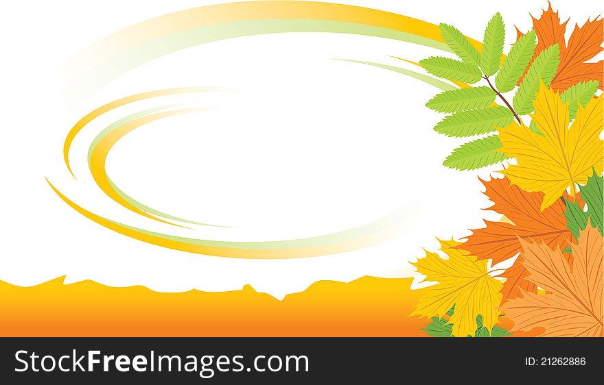 Autumn background with maple and ash leaves. Banner. Illustration