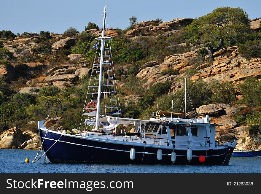 Ships and boats in the harbor,greece